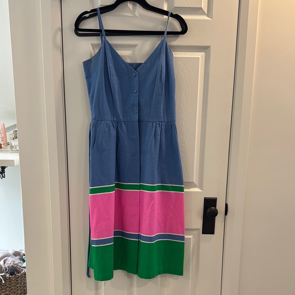 Vintage Blue and Pink Midi Dress